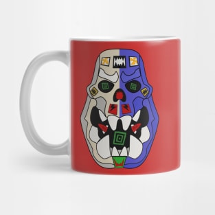 Ork Kandy Skull 2 - The Lucky Blue Half - On Red Mug